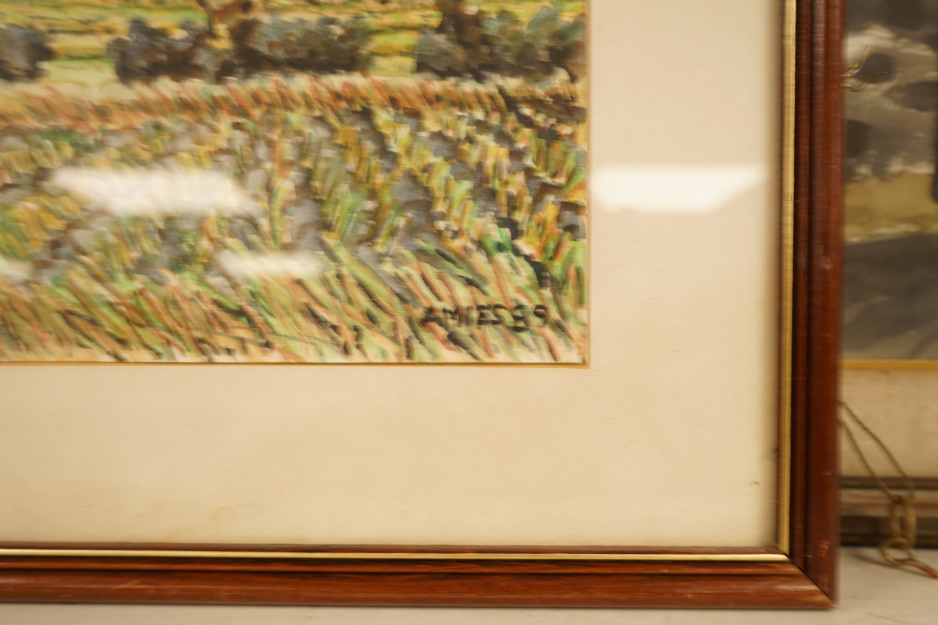 Anthony Amies (1945-200), Rural landscape, signed and dated '89, together with another larger work by a different hand, Street scene, both watercolours, largest 45 x 46cm